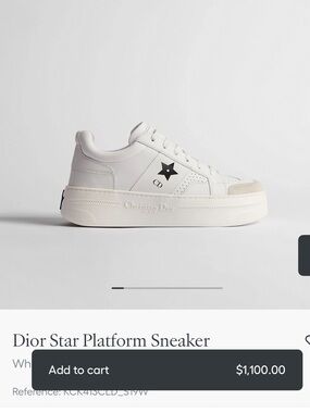 Dior White Platform Sneaker with Black Star Accent